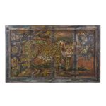 Indian Leopard Painting On A Teak Panel