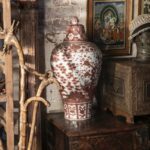 Copper Red Porcelain Temple Jar - Four Tree Design - Image 2