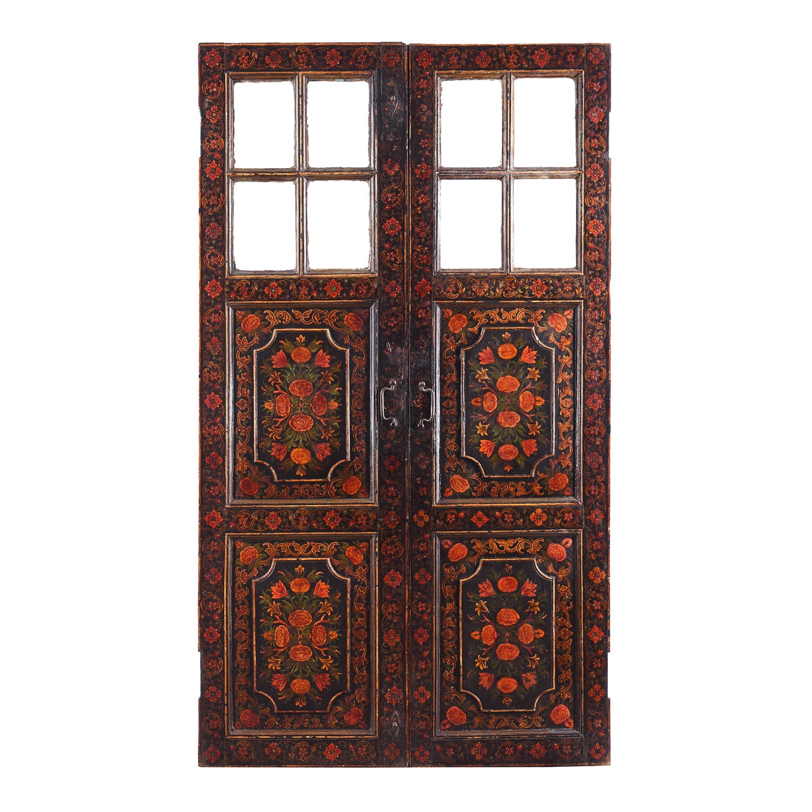 Qajar Style Polychrome Glazed Doors From Bikaner - Early 19th Century - Image 1