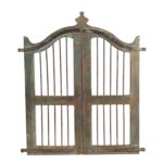 Turquoise Painted Dog Gate From Gujarat - 19thC