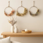 Artificial Dried Flower Wreaths Set of 3 Boho Wall Decorations