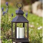 Battery Powered LED Flickering Candle Lantern with Timer 23cm