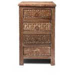 Bedside Cabinet Made From Reclaimed Carved Teak