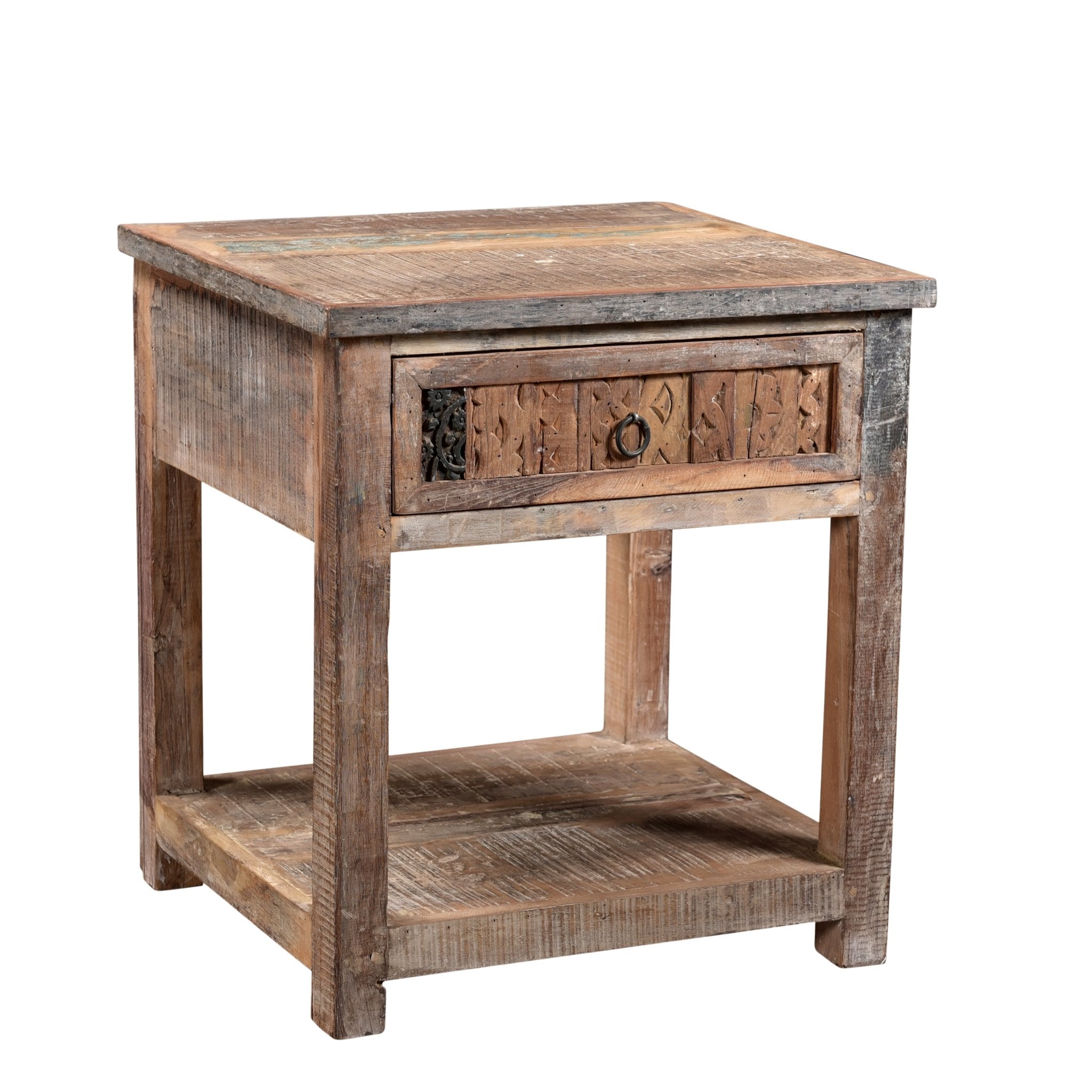 bedside-cabinets-one-drawer-side-table-made-from-reclaimed-wood-1 One Drawer Side Table Made From Reclaimed Wood - Image 1