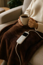 Brown Electric Fleece Throw Blanket 10 Heat Settings 120 x 160cm