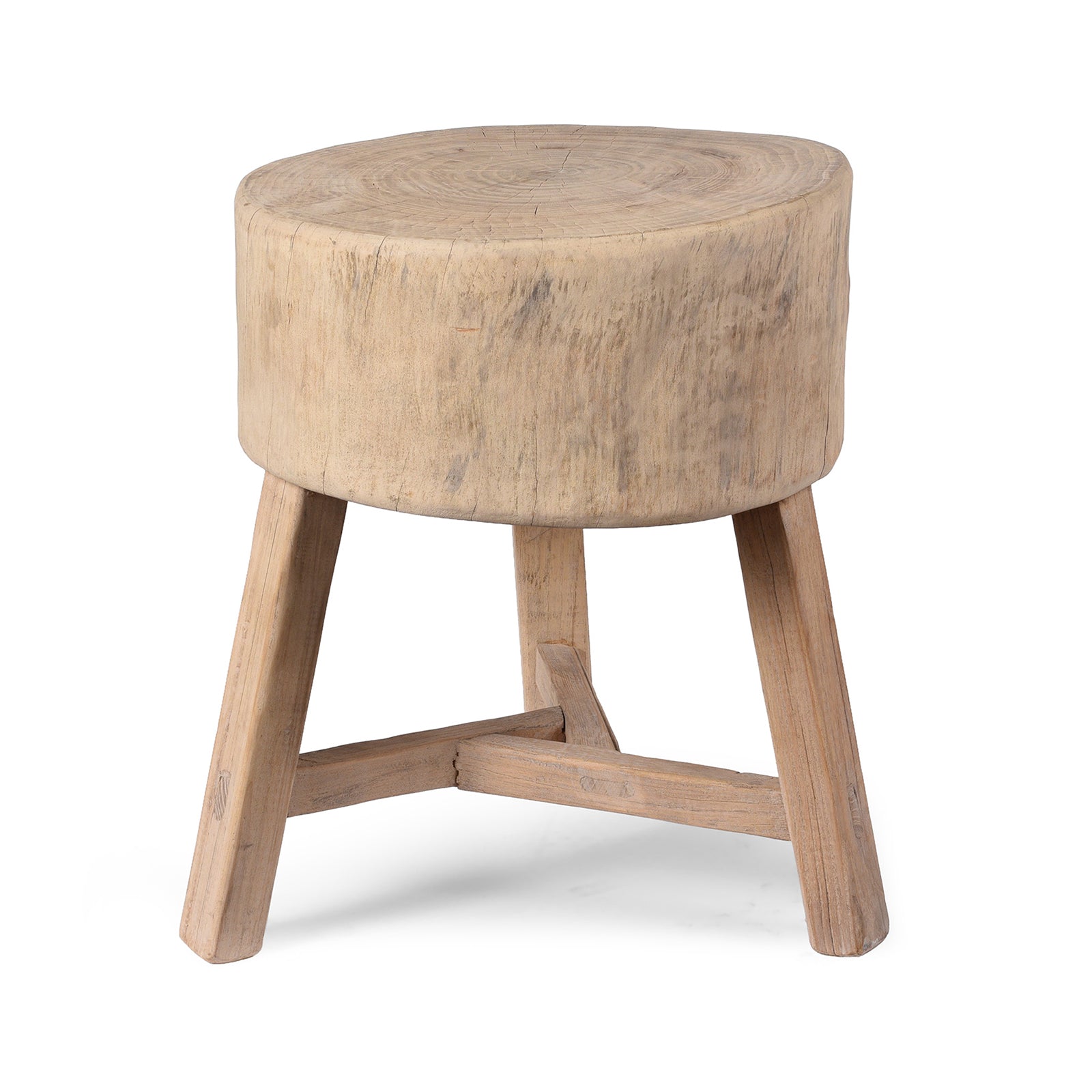 chinese_chopping_block_stool_C2562 Farmers Chopping Block Stool - Yumu Elm - Image 1