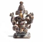 Brass Miniature Votive Statue Of Lord Ganesh - 19thC