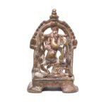 Brass Miniature Votive Statue Of Lord Ganesh - 19thC