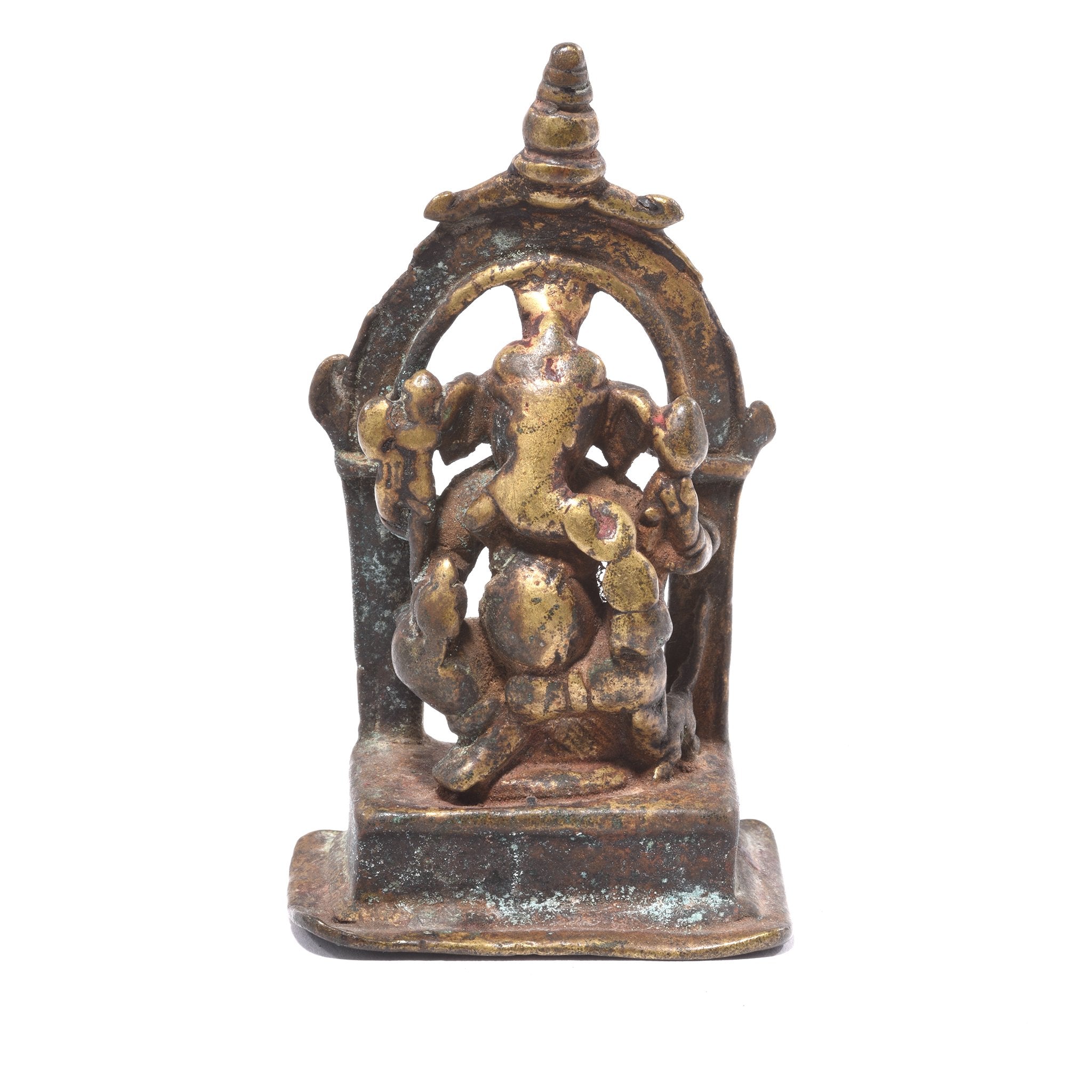 decorative-india-brass-miniature-votive-statue-of-lord-ganesh-19thc-1_a1d43532-8032-4d9e-b11c-45e4a2ef06ab Brass Miniature Votive Statue Of Lord Ganesh - 19th Century - Image 1