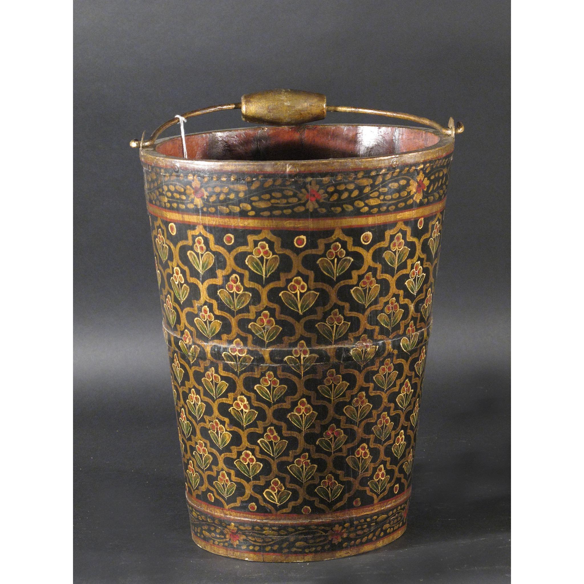decorative-india-painted-wooden-bucket-from-rajasthan-1_b58eedd7-9647-4fcf-83f0-4c8e4b83626f Painted Wooden Bucket From Rajasthan - Image 1