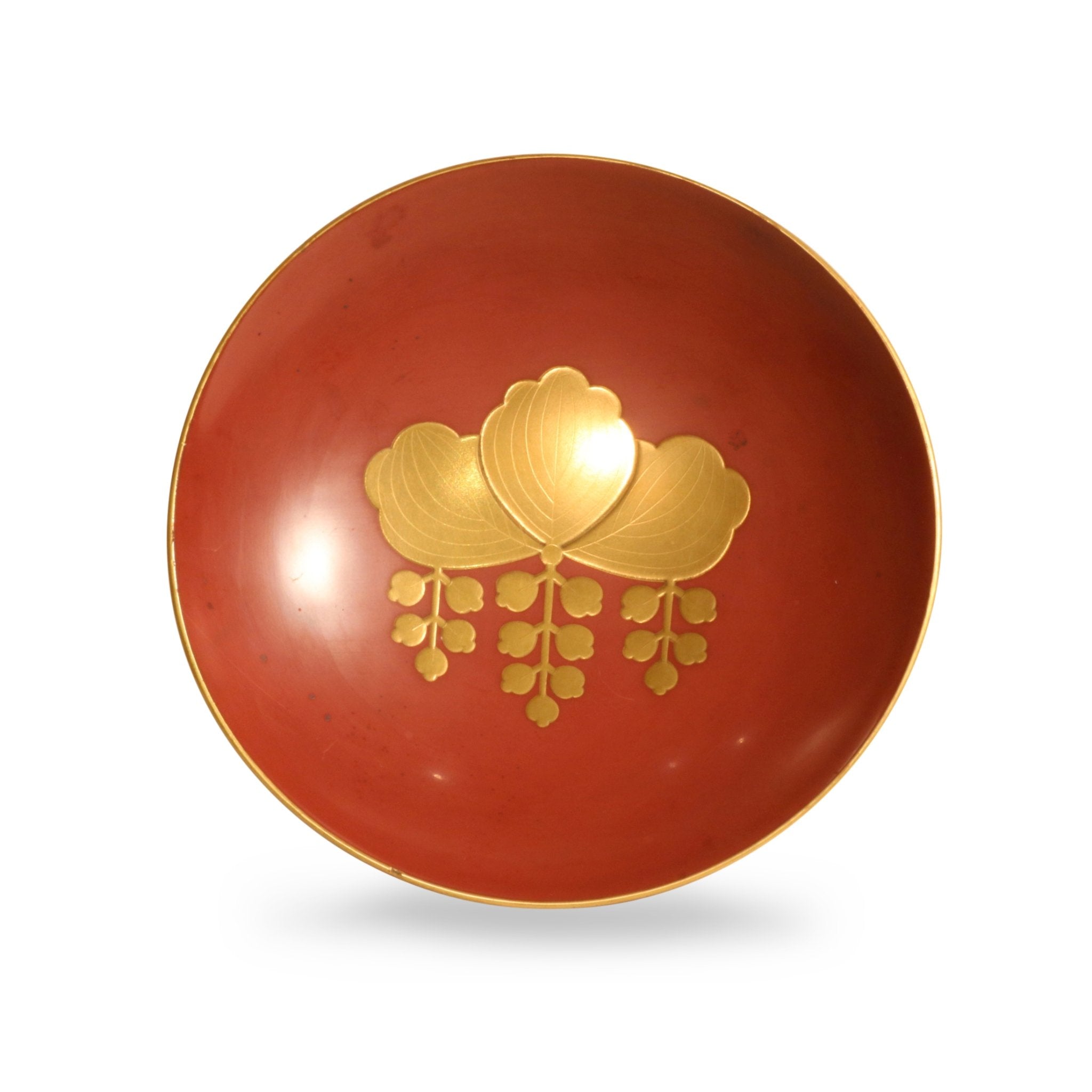 decorative-japan-red-lacquer-bowl-with-gold-floral-design-ca-1930-1 Red Lacquer Bowl With Gold Floral Design - Ca 1930 - Image 1