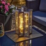 Firefly Effect Hanging Star Solar Lantern Warm White Metal 32cm