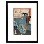 Framed Japanese Woodblock Print - Meiji Period
