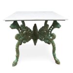 Square Marble Outdoor Table With Cast Iron Base