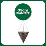 14 Inch Rattan Effect Hanging Basket Planter - Image 6