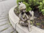 Sitting Girl with Fairy Resin Garden Statue Stone Effect 23cm - Image 7