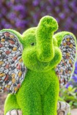 Stone and Grass Effect Elephant Resin Garden Ornament - Image 11