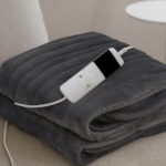 Grey Heated Electric Fleece Throw Blanket 10 Heat Settings 160cm