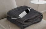 Grey Heated Electric Fleece Throw Blanket 10 Heat Settings 160cm