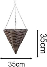 14 Inch Rattan Effect Hanging Basket Planter - Image 7