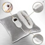 Grey Electric Heated Fleece Pillow with 8 Heat Settings - Image 4