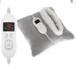 Grey Electric Heated Fleece Pillow with 8 Heat Settings