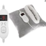 Grey Electric Heated Fleece Pillow with 8 Heat Settings