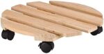 30cm Wooden Plant Caddy with Lockable Wheels Holds 50kg - Image 2