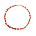 Tibetan Antique Coral & Gold Bead Necklace