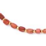 Tibetan Antique Coral & Gold Bead Necklace - Image 2