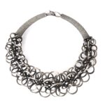White Metal Miao Tribal Necklace on Iron Stand - Image 2