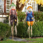 Large Boy & Girl Halloween Scarecrow Decorations 160cm Set
