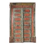 Painted Iron Bound Door From Gujarat - 18th Century