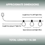 14.5m Outdoor Festoon String Lights Mains Powered Waterproof - Image 2