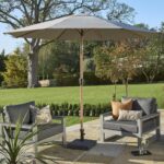 Royce Premium 3m Round Parasol LED - Wood Look Frame - Novasun™ SMOKE GREY Canopy & Cover
