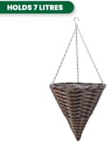 14 Inch Rattan Effect Hanging Basket Planter - Image 4