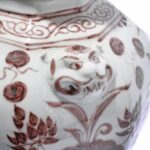 Copper-red Porcelain Octagonal Meiping Vase - Floral Design - Image 2