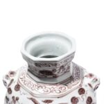 Copper-red Porcelain Octagonal Meiping Vase - Floral Design - Image 4
