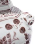 Copper-red Porcelain Octagonal Meiping Vase - Floral Design - Image 5