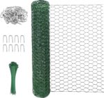 5m Green PVC Coated Chicken Wire Mesh Roll with Fixings