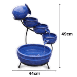 Ceramic Cascade Solar Water Feature Royal Blue Garden Fountain - Image 8