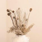 Rustic White Dried Flowers & Leaves – Decorative Natural Floral Arrangement