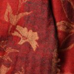Red - Tudour Floral Scarf - Merino Wool - Image 3