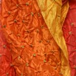 Saffron Yellow Silk Bandhani Scarf - Image 2