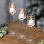 Set of 3 Glass Candle Holders for Tealights & Floating Candles