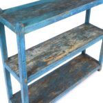 Vintage Indian Shelf With Blue Paint Finish - Ca 1920 - Image 4