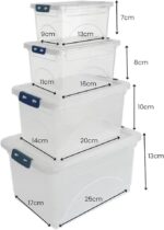 4 Pack Clear Plastic Storage Boxes with Secure Clip Lids - Image 5