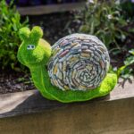 Stone & Grass Effect Snail Garden Ornament Resin Statue 28cm