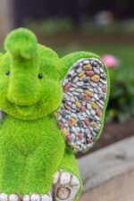 Stone and Grass Effect Elephant Resin Garden Ornament - Image 4