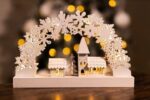 Wooden Candle Bridge Village Scene LED Decoration - Image 2